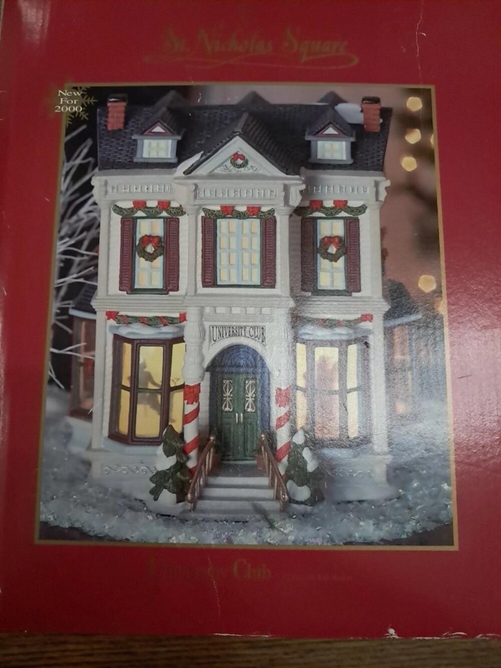Vintage St. Nicholas Square Lighted University Club Village Collection Rotating